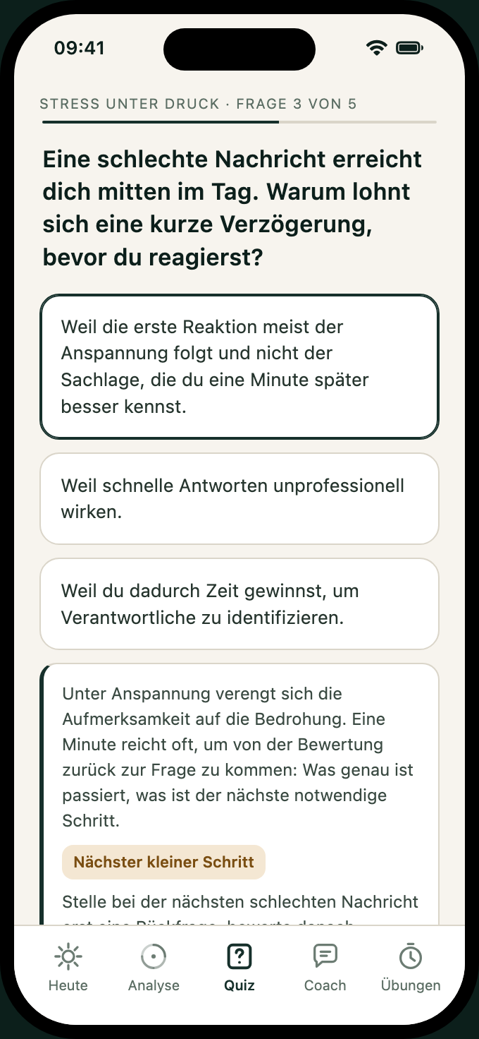 VitaLead App, Screen Quiz